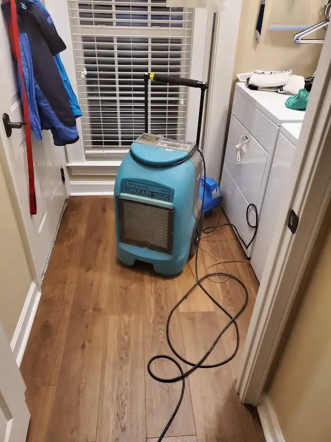 Commercial dehumidifier deployed for Flood Damage Cleanup in Edgemere